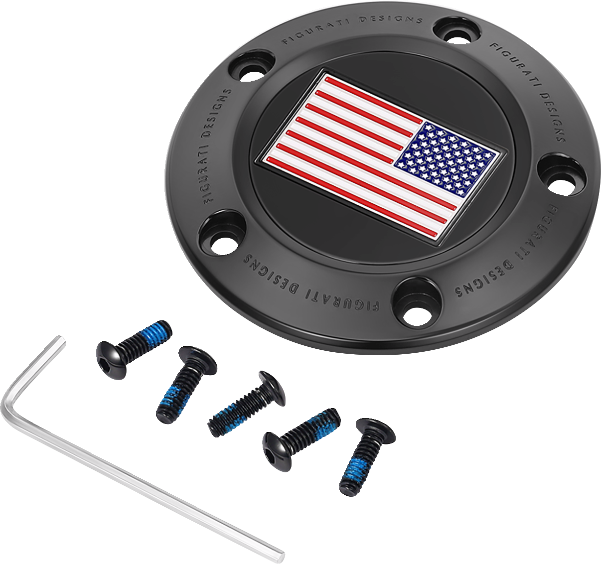 Figurati Designs American Flag Black Timing Cover for 1999-2017 Harley Davidson