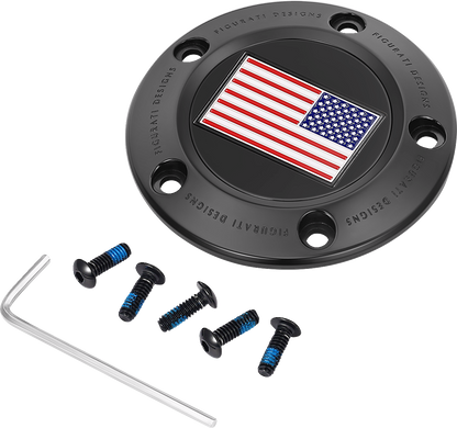 Figurati Designs American Flag Black Timing Cover for 1999-2017 Harley Davidson