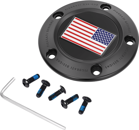 Figurati Designs American Flag Black Timing Cover for 1999-2017 Harley Davidson