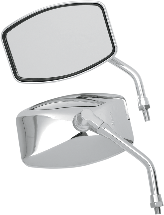 Emgo 10mm Chrome Universal Motorcycle Pair Big One Cruiser Handlebar Mirrors