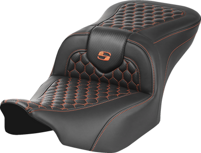 Saddlemen Roadsofa Orange Honeycomb Stitch Gel Seat for 2023-2026 Harley Touring