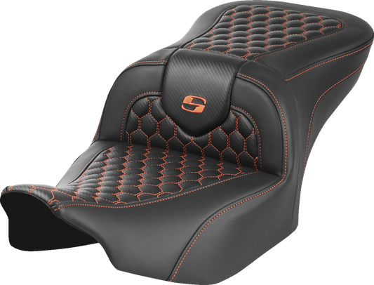 Saddlemen Roadsofa Orange Honeycomb Stitch Gel Seat for 2023-2025 Harley Touring