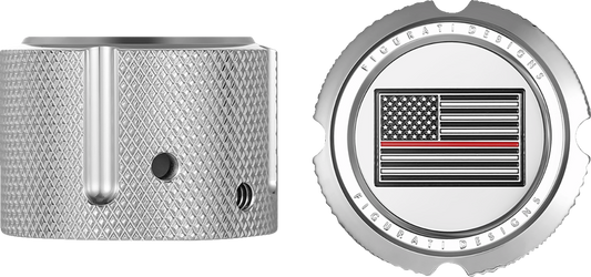 Figurati Designs Front Red line Flag Axle Nut Chrome Covers for 2002-2022 Harley