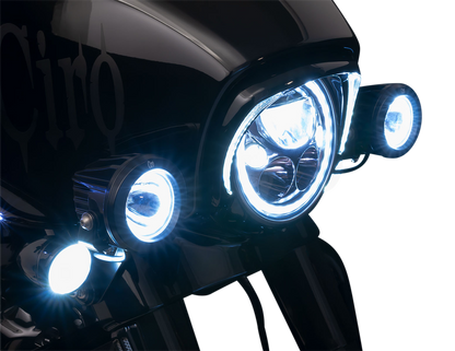 Ciro Tac-10 Cannons Motorcycle Spotlights 2014-2024 Harley Touring FLHX FLHXS
