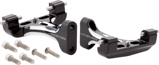 Arlen Ness Black Contrast Passenger Floorboard Mounts for 1993-23 Harley Touring