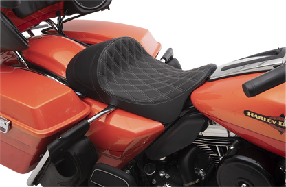 Drag Specialties Silver Stitch Low Profile Solo Seat fits 2008-24 Harley Touring
