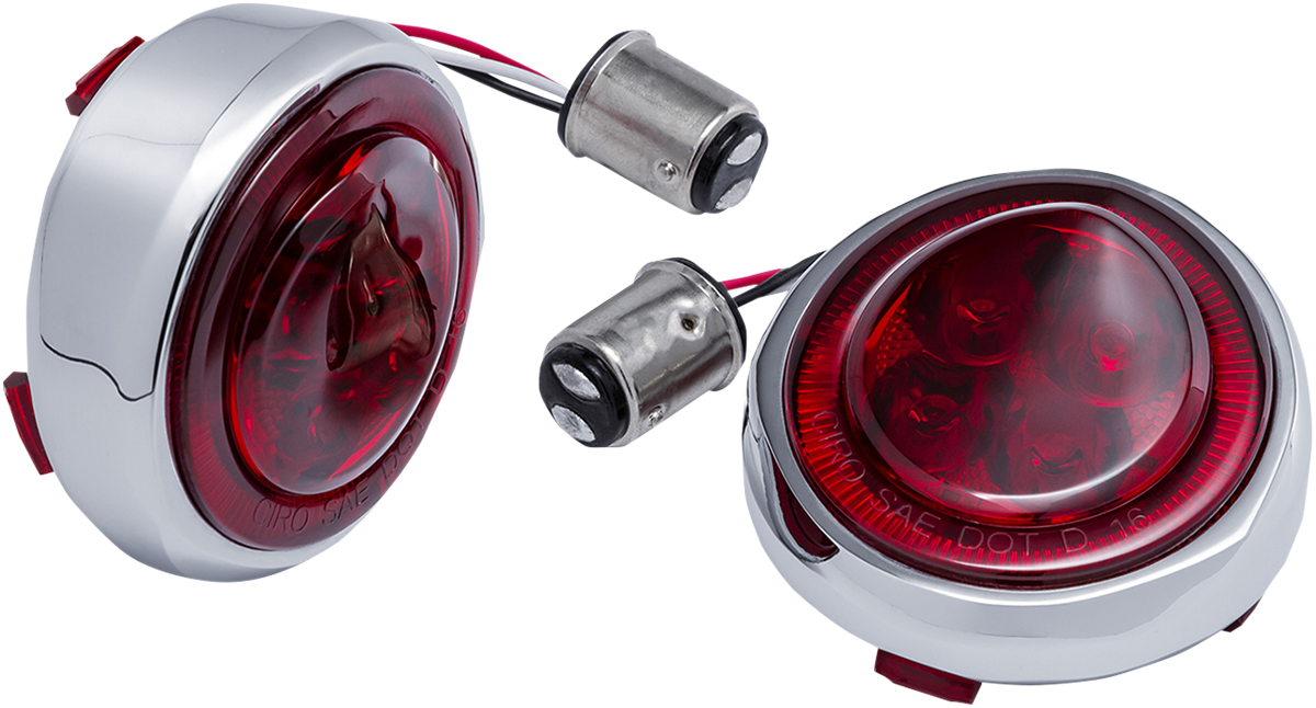 Ciro LED Lighted Fang Rear Red Turn Signal Inserts 2007-2024 Harley Softail