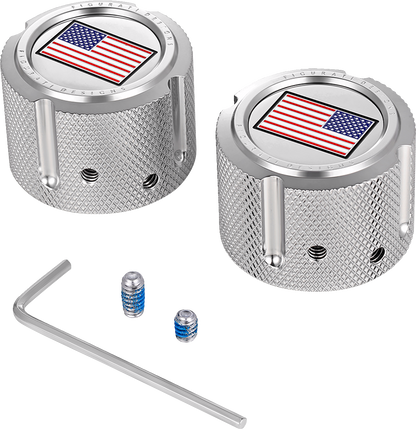 Figurati Designs American Flag Front Axle Nut Chrome Covers for 2002-22 Harley