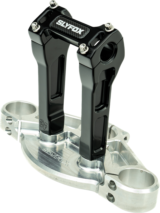 Slyfox Black 6" Straight Riser & Top Clamp Kit for Harley Davidson 1" Handlebars