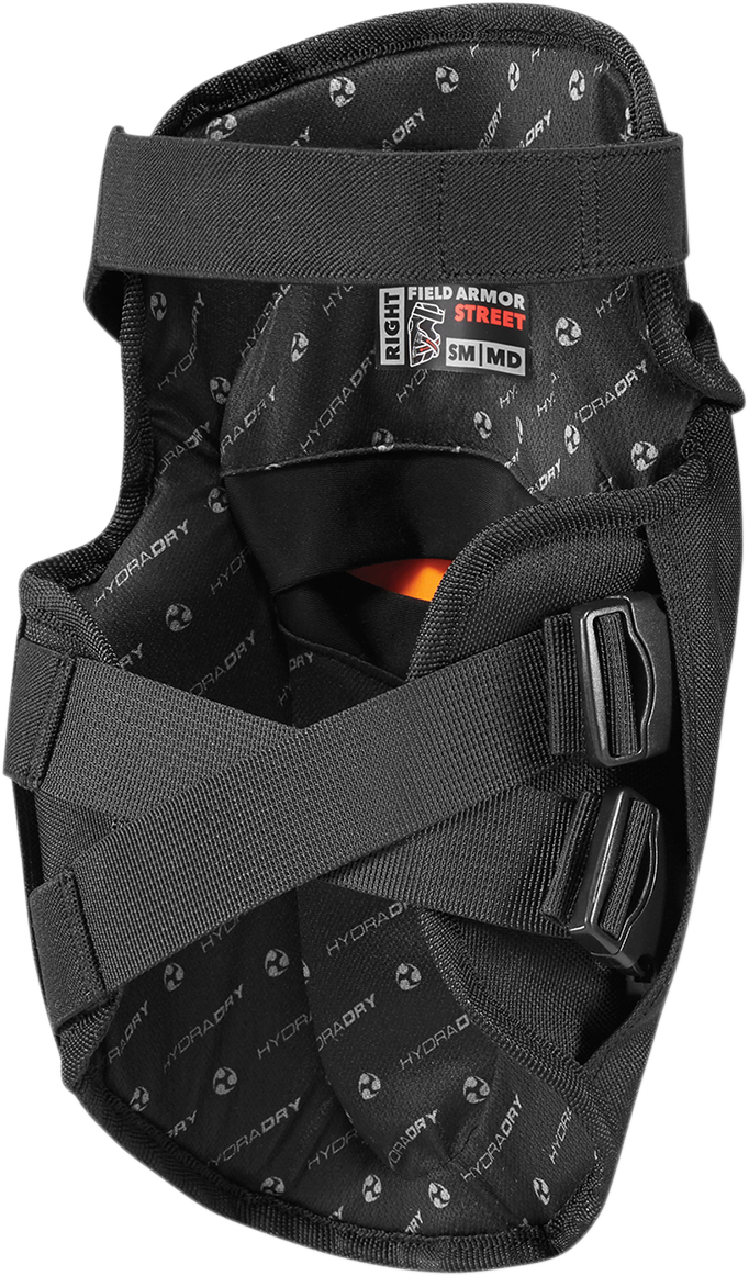 Icon Black Field Armor Textile Motorcycle Riding Street Racing Knee Guards