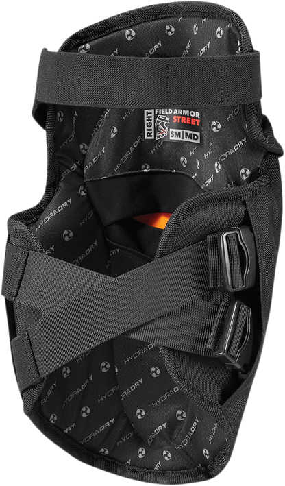 Icon Black Field Armor Textile Motorcycle Riding Street Racing Knee Guards