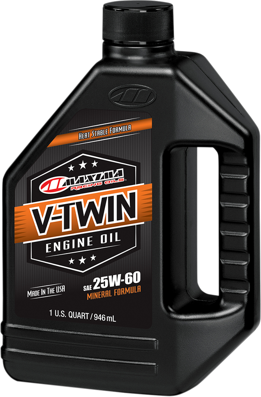Maxima Racing 1 Quart Conventional Mineral 25W-60 Motorcycle V-Twin Engine Oil