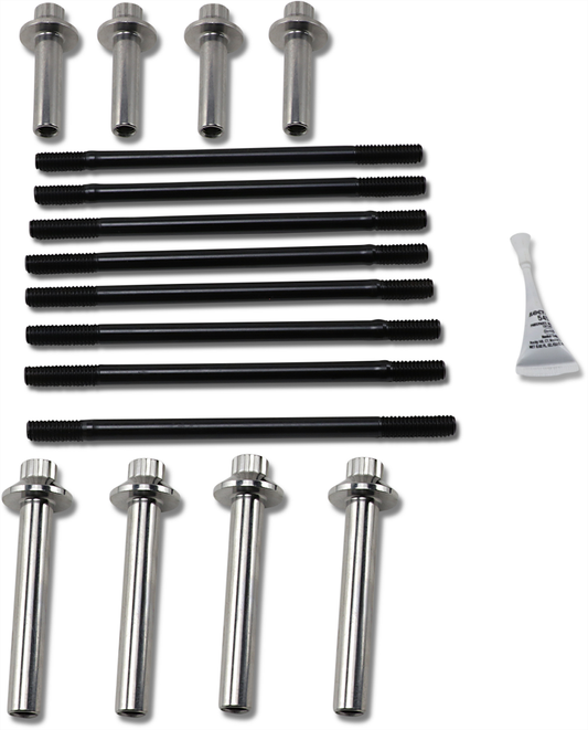 Feuling Chrome Black Cylinder Stud & Head Bolt Kit 1985-2000 Harley Touring FXDL
