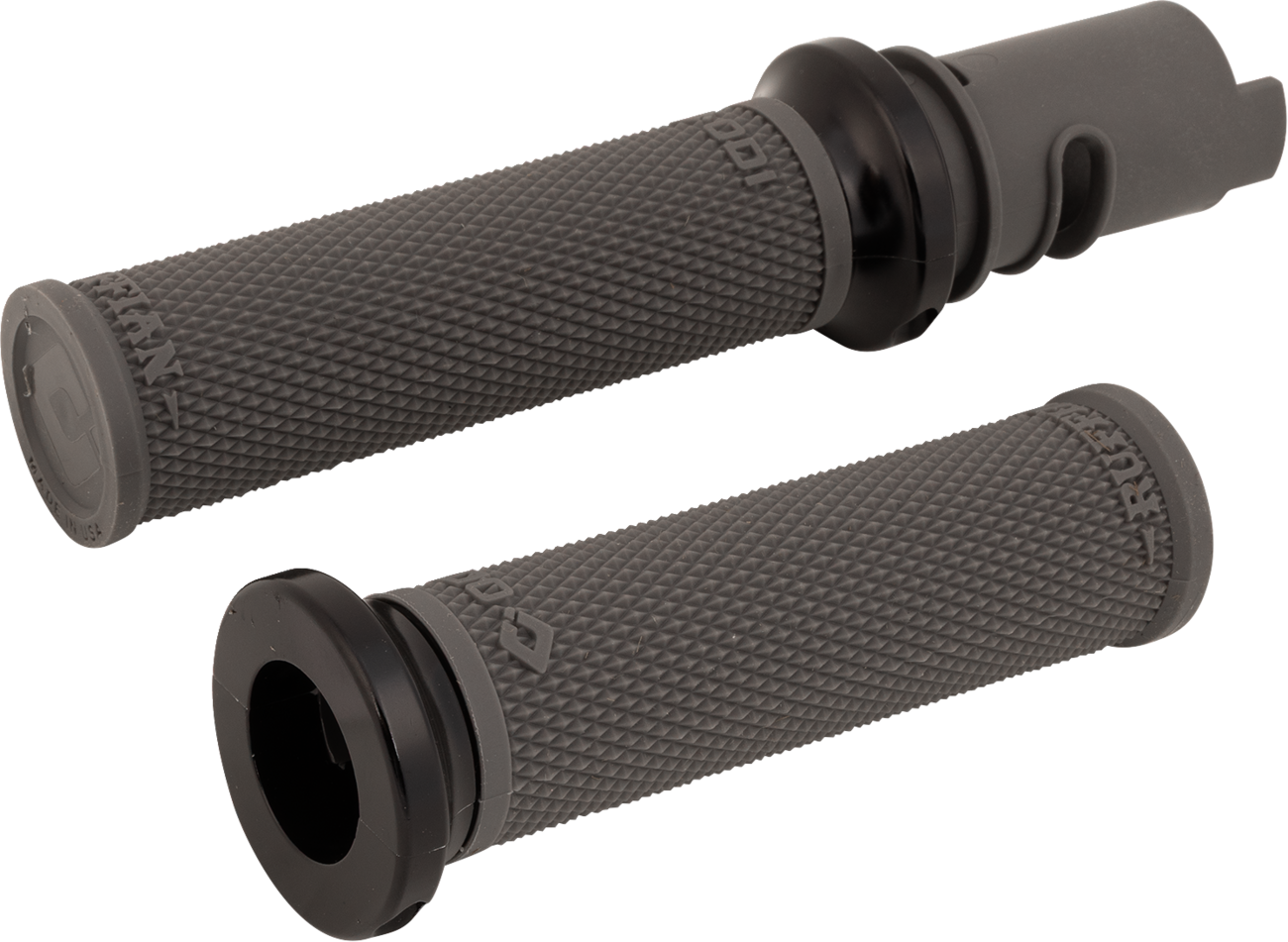 Odi Ruffian Lock-On Gray Knurled Handlebar Grips 2023-26 Harley Touring Softail