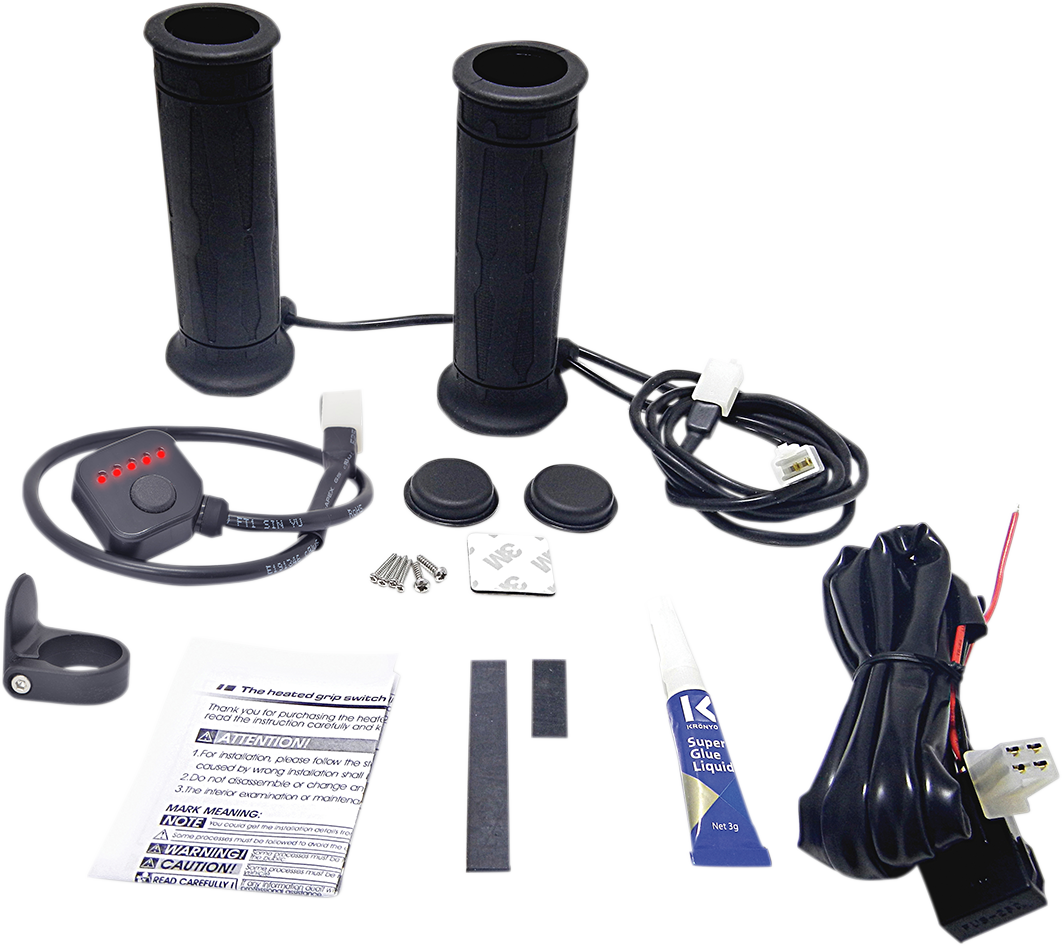 Koso Universal 5 Level Black Heated Twist Throttle 7/8" Handlebar Grip Kit