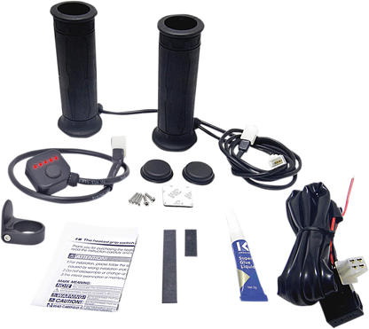 Koso Universal 5 Level Black Heated Twist Throttle 7/8" Handlebar Grip Kit