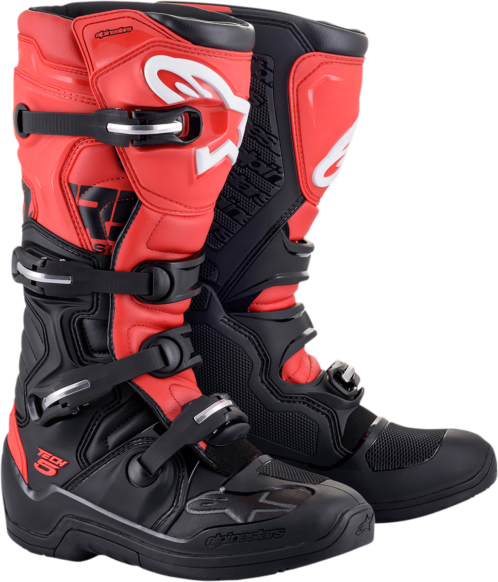 Alpinestars Tech 5 Mens Black Red Motorcycle Riding Dirt Bike Racing Boots MX