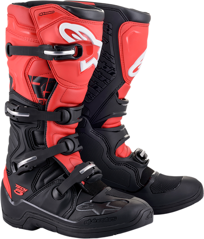 Alpinestars Tech 5 Mens Black Red Motorcycle Riding Dirt Bike Racing Boots MX