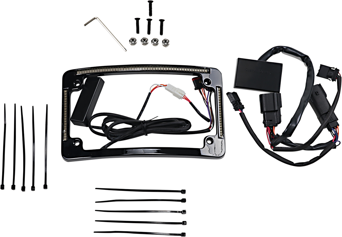 Custom Dynamics Black LED Radius License Plate Frame 2014-2024 Harley Touring