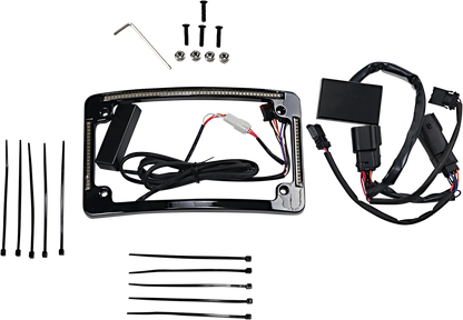 Custom Dynamics Black LED Radius License Plate Frame 2014-2024 Harley Touring