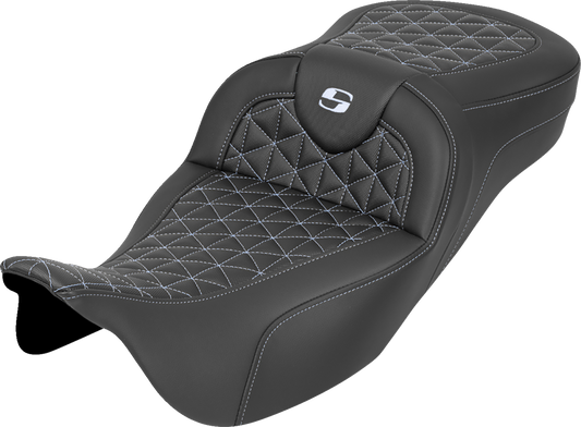 Saddlemen Roadsofa Silver Tri Gripper Extended Seat for 2008-2024 Harley Touring