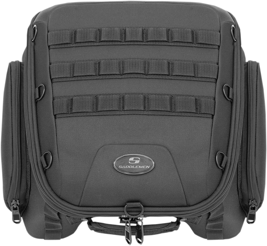 Saddlemen Black Textile Tactical Tunnel Cruiser Tail Bag for Harley Touring