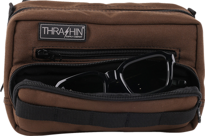 Thrashin Supply Brown Motorcycle Handlebar Storage Bag Plus for Harley THB-0009