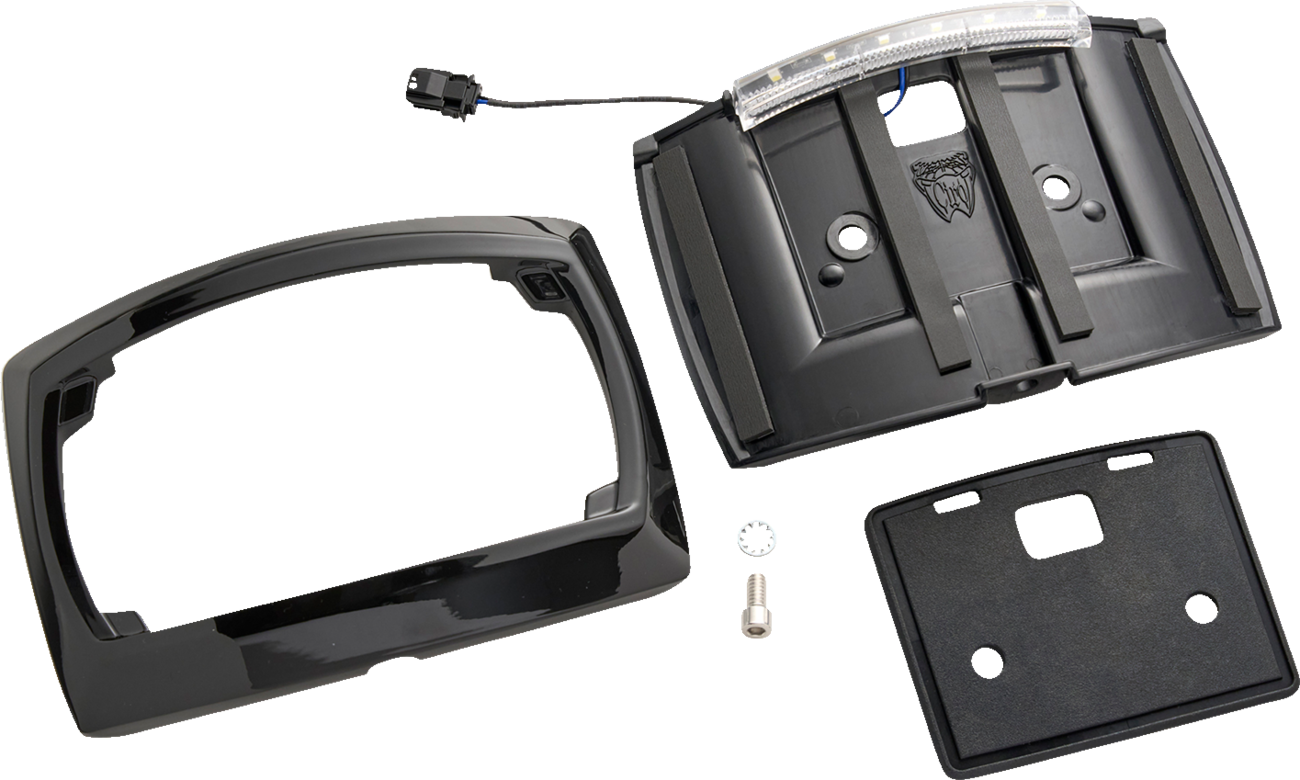 Ciro Curved LED Black License Plate Frame for 2023-2025 Harley Touring M8 40520