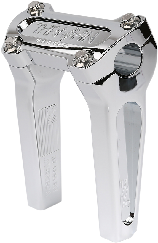 Thrashin Supply Chrome 6" Straight Motorcycle Handlebar Riser Kit for Harley