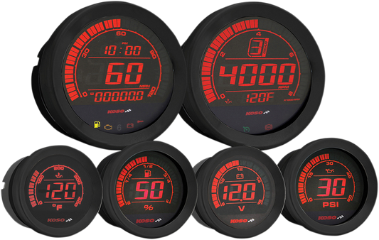 Koso Black 6-Piece Fairing Digital Gauge Set 2004-2013 Harley Touring Models
