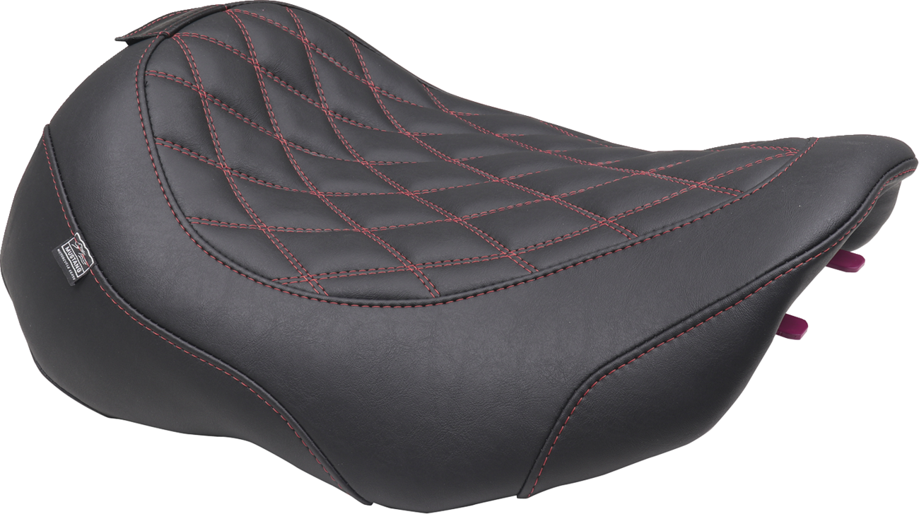 Mustang Wide Tripper Red Diamond Solo Seat & Backrest 2023-2025 Harley Touring