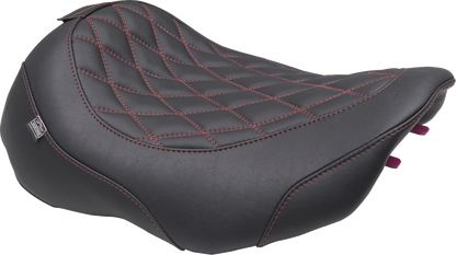 Mustang Wide Tripper Red Diamond Solo Seat & Backrest 2023-2025 Harley Touring