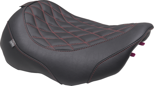 Mustang Wide Tripper Red Diamond Solo Seat & Backrest 2023-2025 Harley Touring
