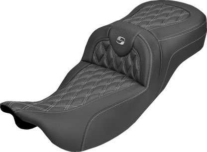 Saddlemen Roadsofa Silver Lattice Carbon Extended Seat for 08-25 Harley Touring