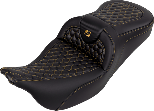 Saddlemen Roadsofa Gold Honeycomb Stitch Gel Seat fits 2008-2023 Harley Touring