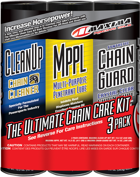 Maxima Aerosol Spray Motorcycle Offroad Synthetic Chain Lube Care Kit