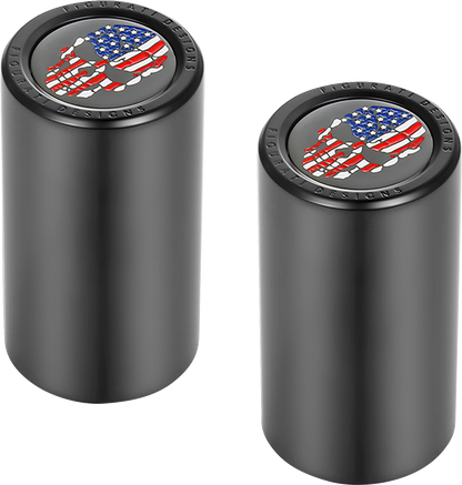 Figurati Skull USA Flag Black Long Magnetic Docking Hardware Covers for Harley