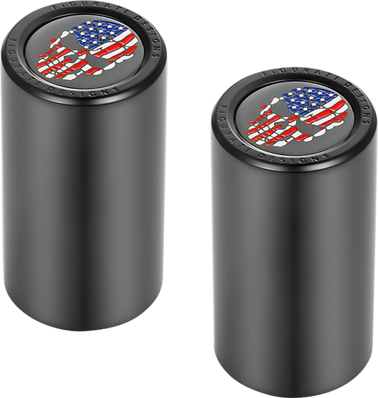 Figurati Skull USA Flag Black Long Magnetic Docking Hardware Covers for Harley