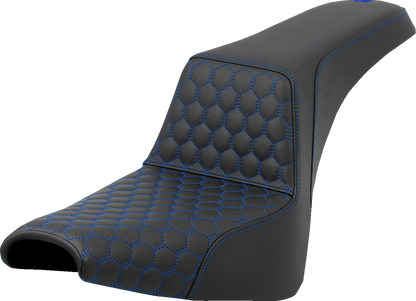 Saddlemen Step Up Blue Honeycomb Gel Seat for 2018-2026 Harley Softail FXBB FXST