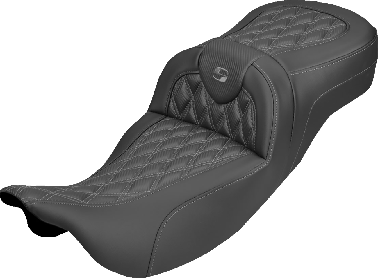 Saddlemen Roadsofa Gray Lattice Carbon Extended Seat for 2008-25 Harley Touring