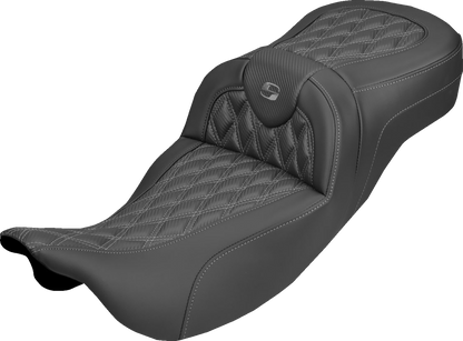 Saddlemen Roadsofa Gray Lattice Carbon Extended Seat for 2008-25 Harley Touring