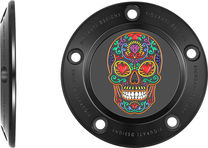 Figurati Designs Sugar Skull Black Timing Cover for 1999-2017 Harley Twin Cam
