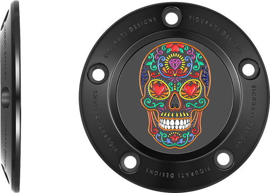 Figurati Designs Sugar Skull Black Timing Cover for 1999-2017 Harley Twin Cam