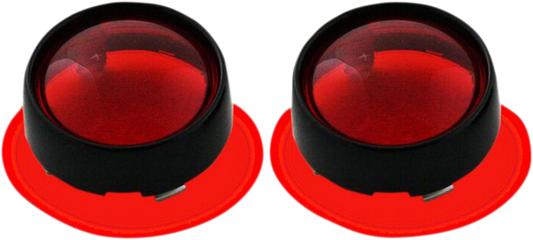 Custom Dynamics Red Lens Bullet Bezel Black Turn Signal Adapters for Harley