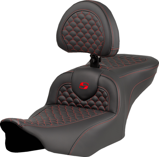 Saddlemen Roadsofa Red Stitch with Backrest Seat fits 2023-2025 Harley Touring