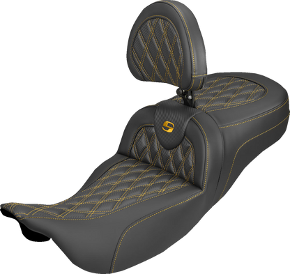 Saddlemen Roadsofa Gold Lattice Extended Seat & Backrest 2008-25 Harley Touring