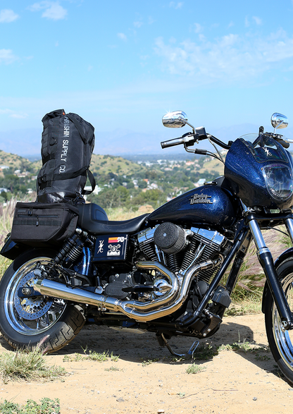 Thrashin Black Zipper Mission Sissybar Molle Webbing Duffle Bag for Harley