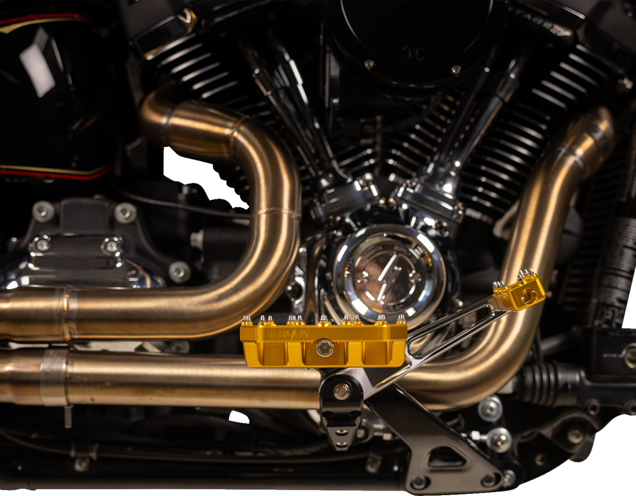 Thrashin Gold Mini Aggressor Floorboards for 1972-2025 Harley FXD FXR