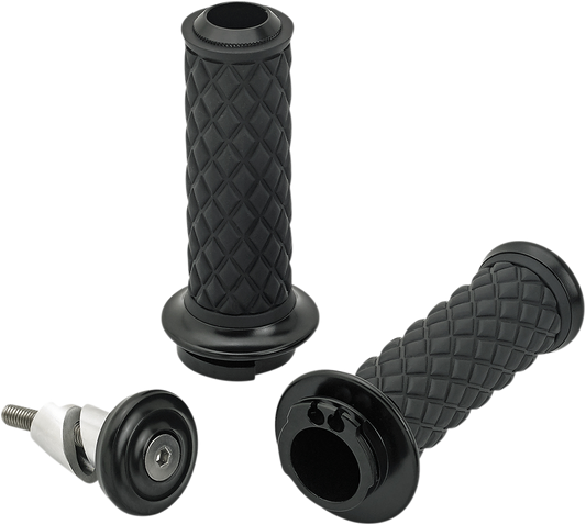 Biltwell Alumicore Black Dual Cable 1" Handlebar Hand Grips for Harley Davidson
