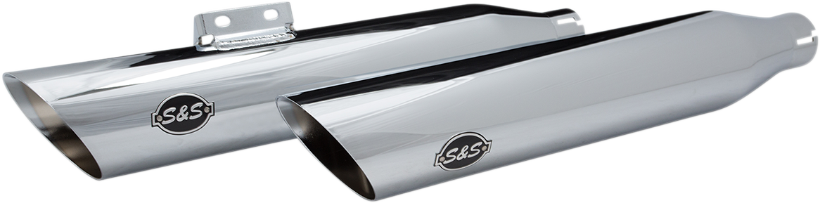 S&S Chrome Race Dual Slash Cut Sip on Mufflers for 2018-2022 Harley Softail